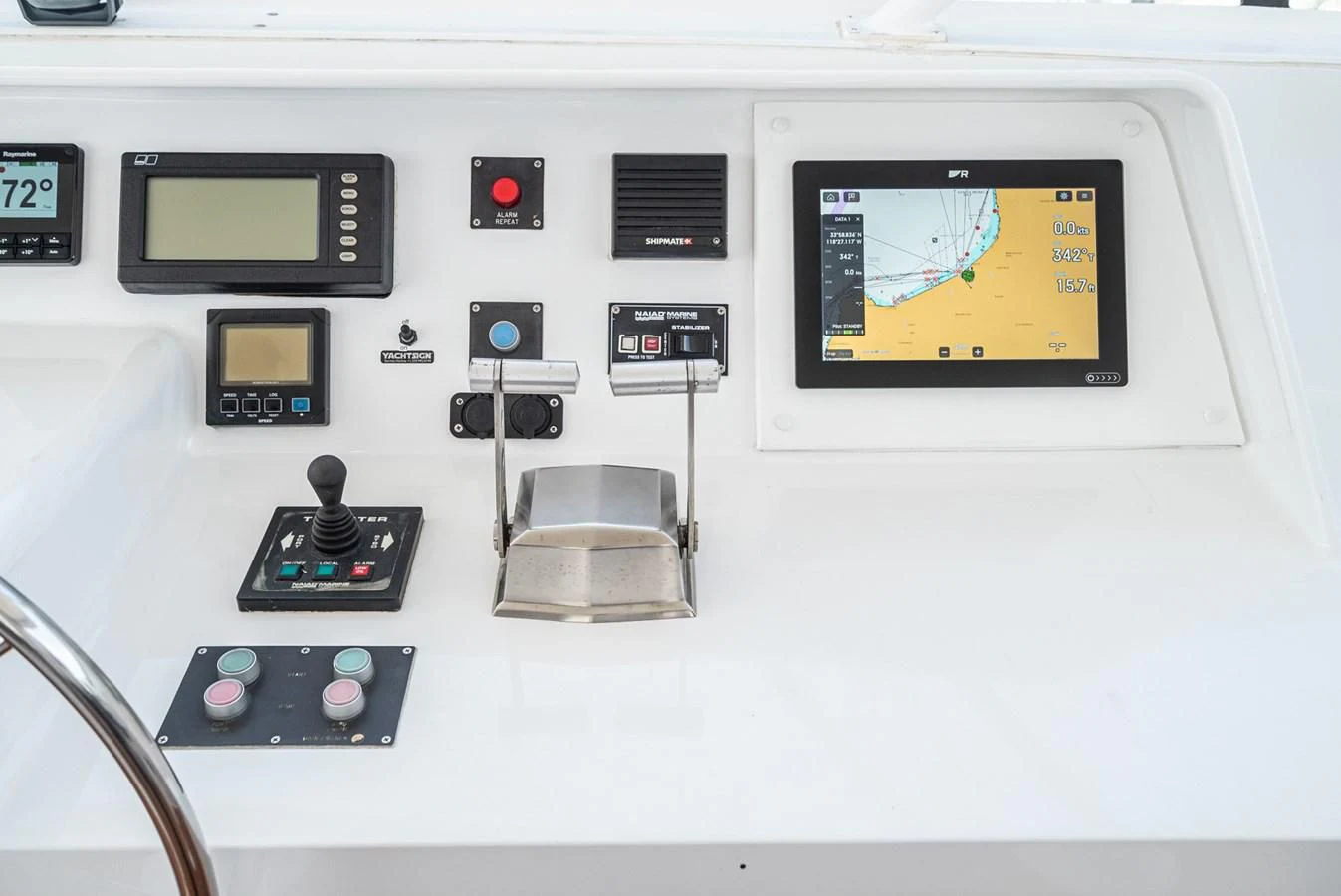 a white board with electronic devices aboard NIRVANA Yacht for Sale