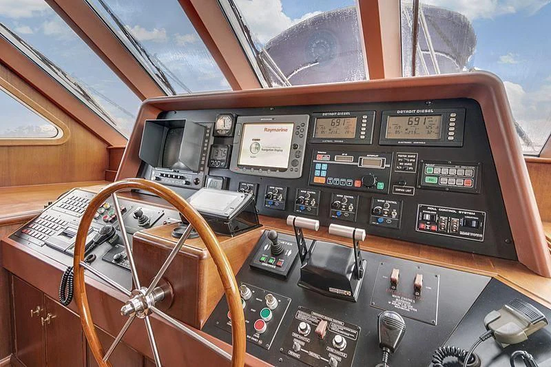 inside of a car aboard NIRVANA Yacht for Sale