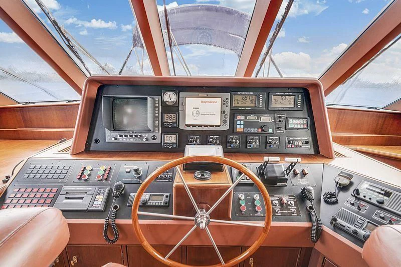 inside of a cockpit aboard NIRVANA Yacht for Sale