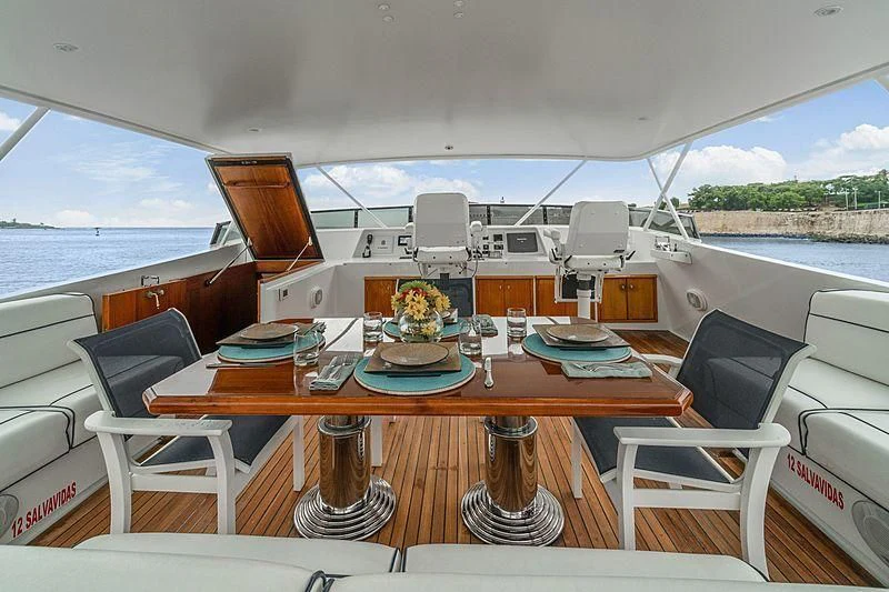 a table on a boat aboard NIRVANA Yacht for Sale