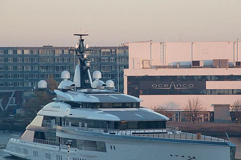 a large building with a statue on top aboard BRAVO EUGENIA Yacht for Sale