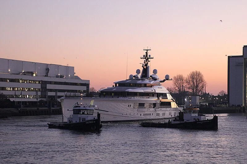 a couple of boats in a harbor aboard BRAVO EUGENIA Yacht for Sale