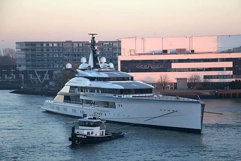 a large white boat in the water aboard BRAVO EUGENIA Yacht for Sale