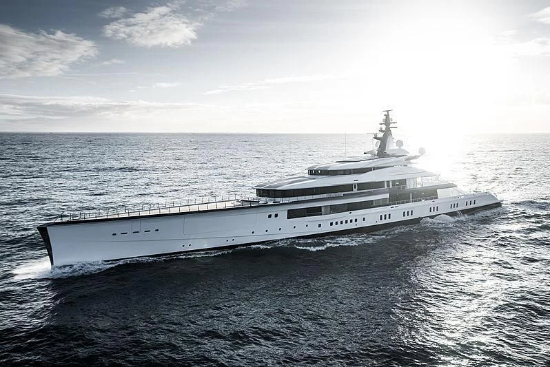 a large ship in the water aboard BRAVO EUGENIA Yacht for Sale