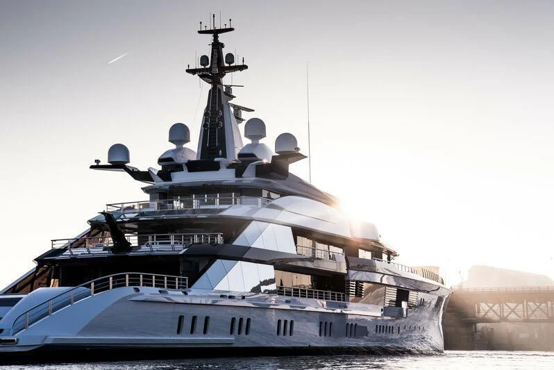 a large ship in the water aboard BRAVO EUGENIA Yacht for Sale