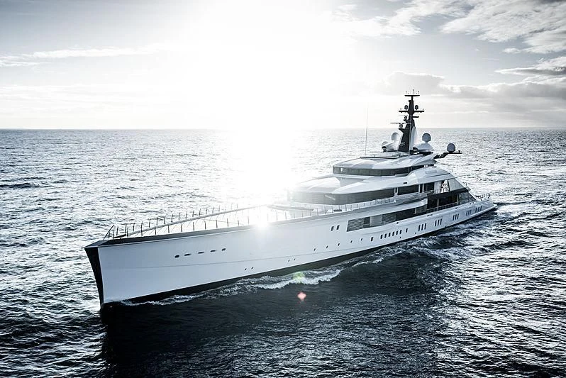 a large ship in the water aboard BRAVO EUGENIA Yacht for Sale
