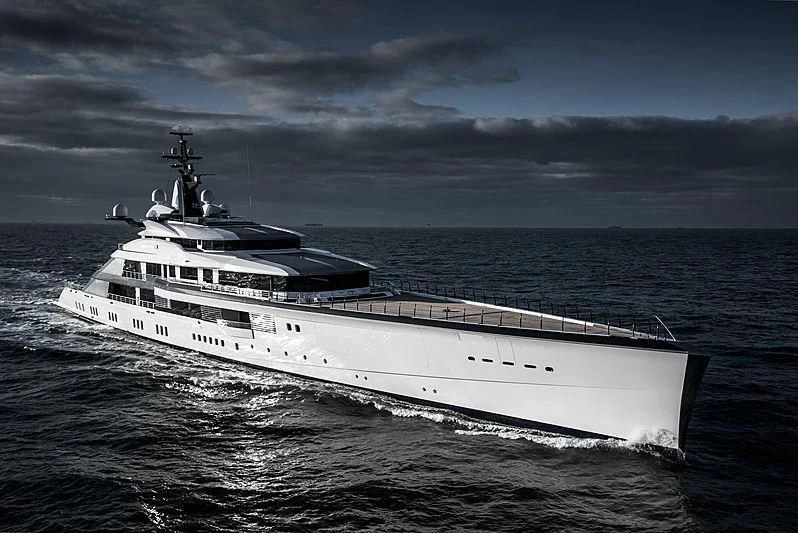 a white boat on the water aboard BRAVO EUGENIA Yacht for Sale