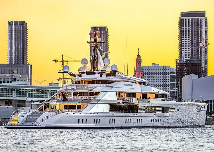 a large boat in the water aboard BRAVO EUGENIA Yacht for Sale