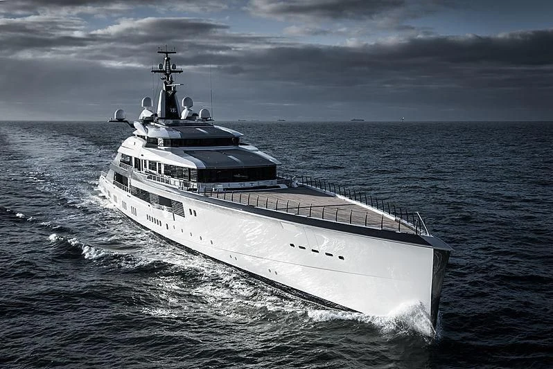 a large white boat in the water aboard BRAVO EUGENIA Yacht for Sale