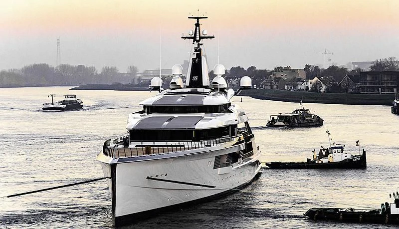 a large ship in the water aboard BRAVO EUGENIA Yacht for Sale