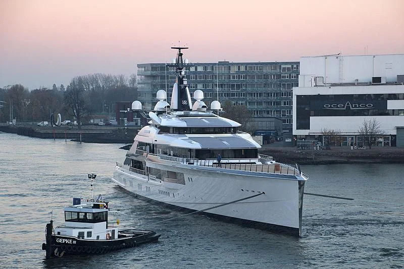 a couple of boats in a harbor aboard BRAVO EUGENIA Yacht for Sale