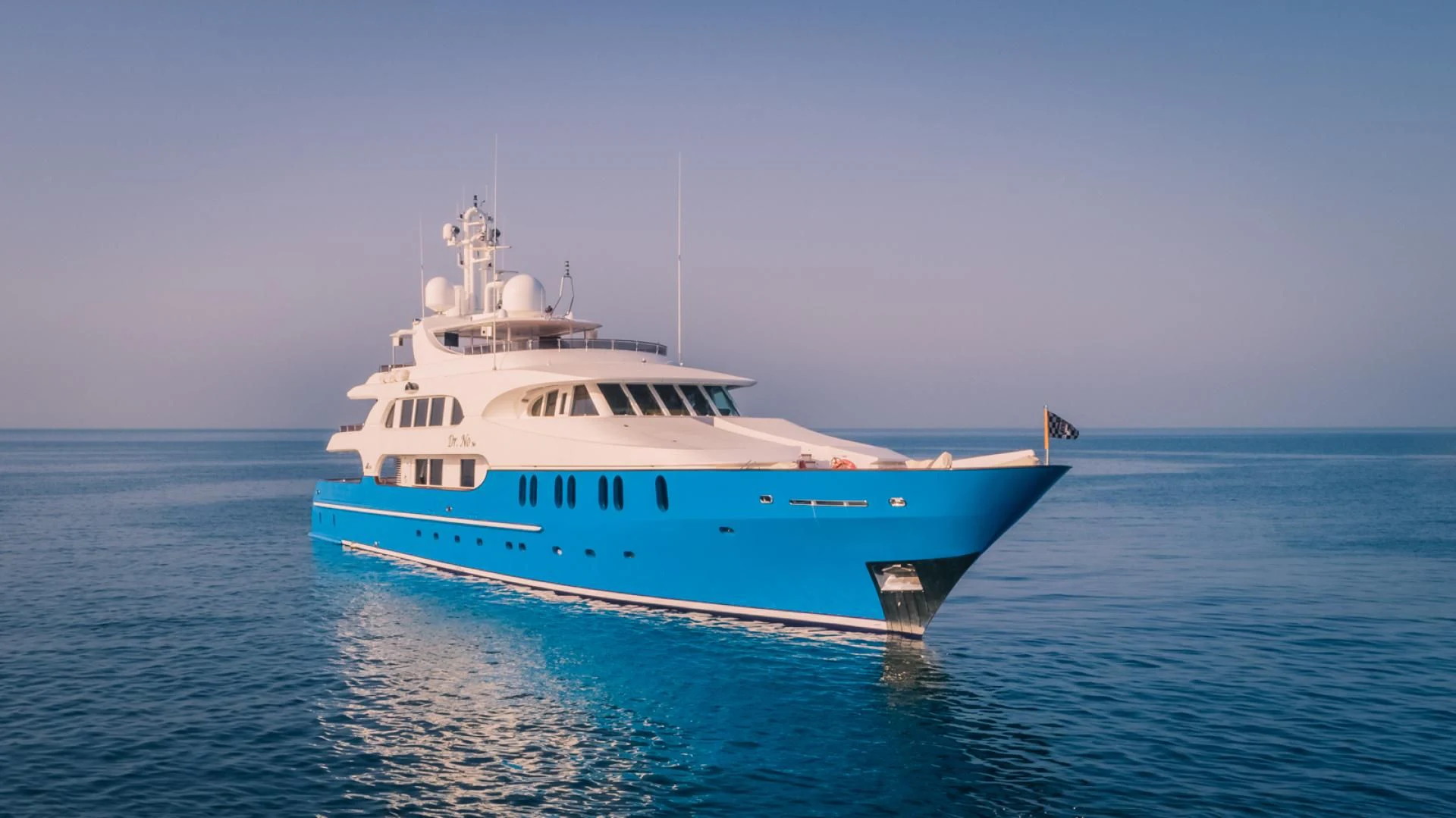 a large white boat in the water aboard AQUA MARE Yacht for Sale