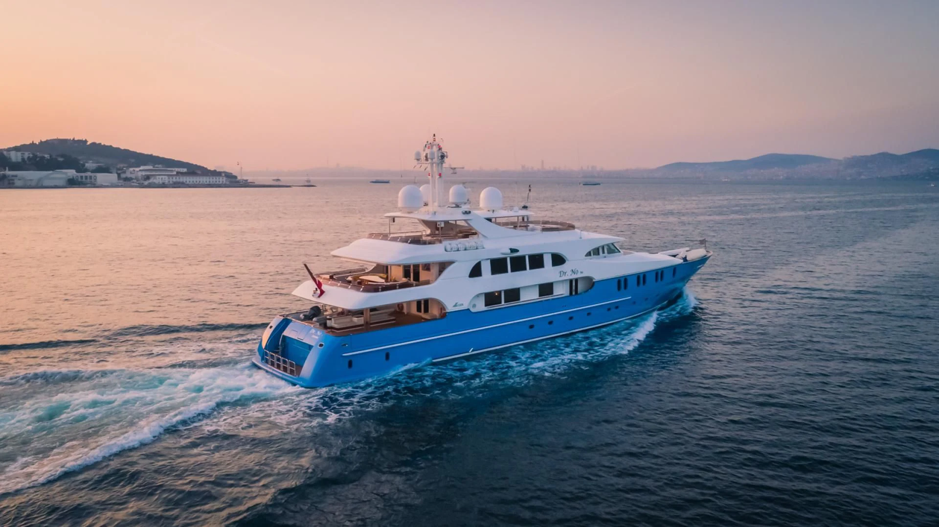 a boat on the water aboard AQUA MARE Yacht for Sale