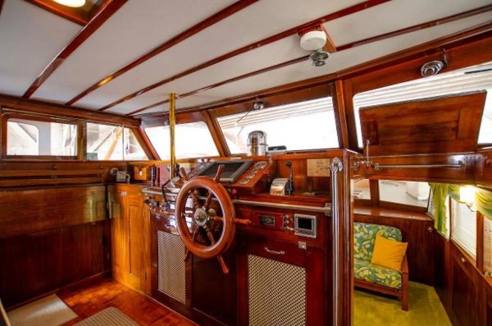 inside of a wooden cabin aboard LIBERTY LOVE Yacht for Sale