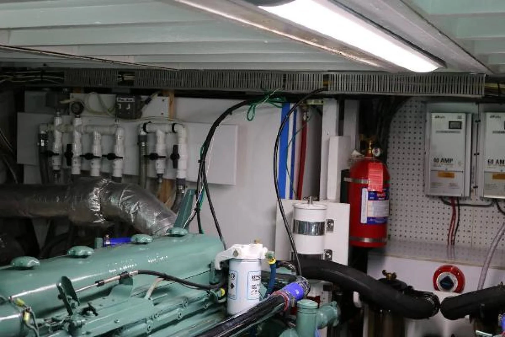 a green machine with pipes aboard LIBERTY LOVE Yacht for Sale