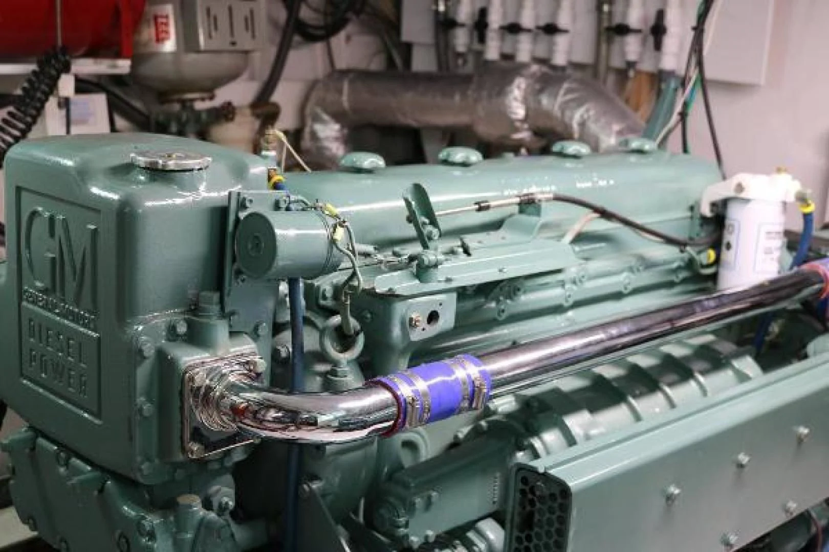 a machine with a blue tube aboard LIBERTY LOVE Yacht for Sale