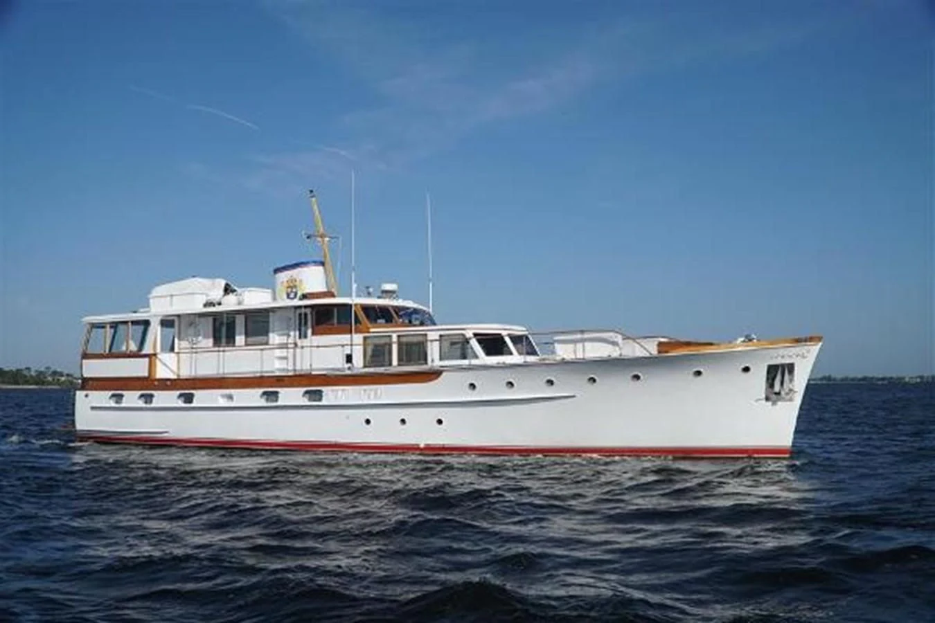 a boat on the water aboard LIBERTY LOVE Yacht for Sale