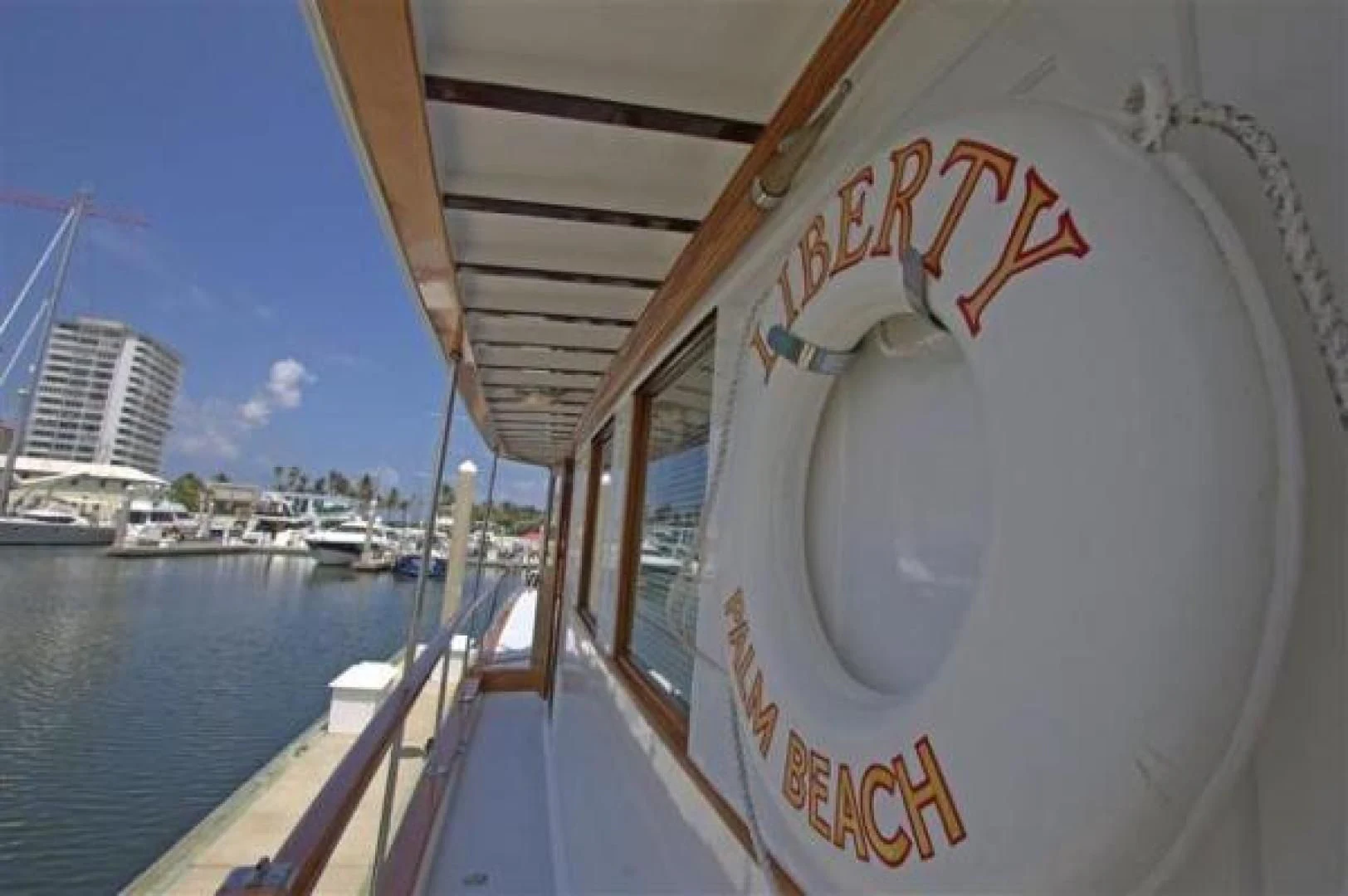 a boat on the water aboard LIBERTY LOVE Yacht for Sale