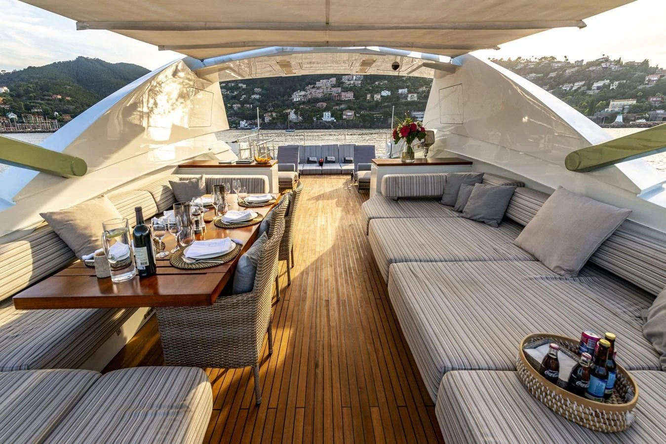 a room with a table and chairs aboard MANATEA Yacht for Sale