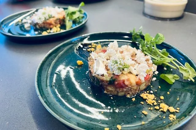 a plate of food aboard MANATEA Yacht for Sale