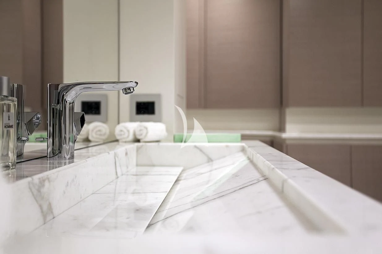 a counter top with a sink and faucet aboard MANATEA Yacht for Sale