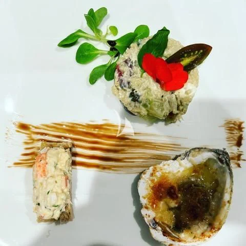 a plate of food aboard MANATEA Yacht for Sale