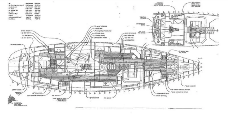 diagram, engineering drawing aboard LEONORE Yacht for Sale