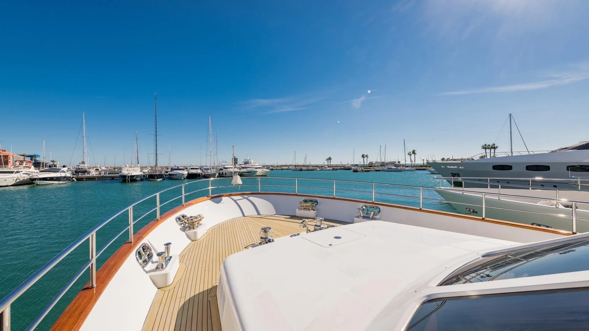 a boat dock with boats aboard LA BELLA SARA III Yacht for Sale