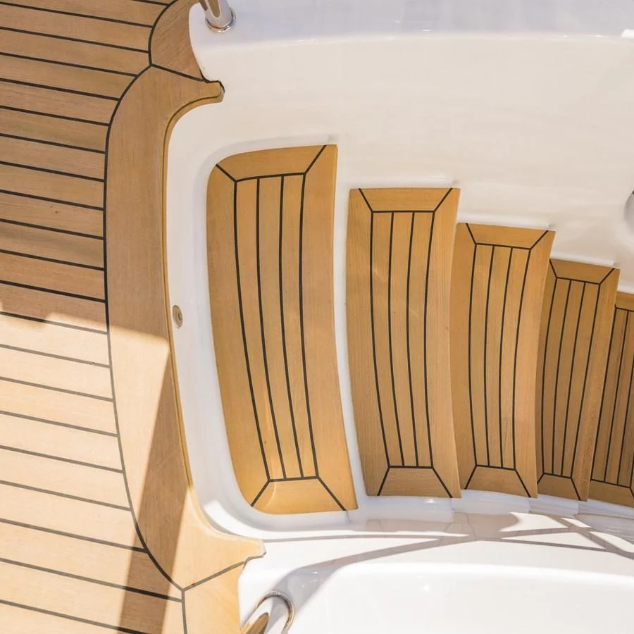a toilet with a glass door aboard LA BELLA SARA III Yacht for Sale