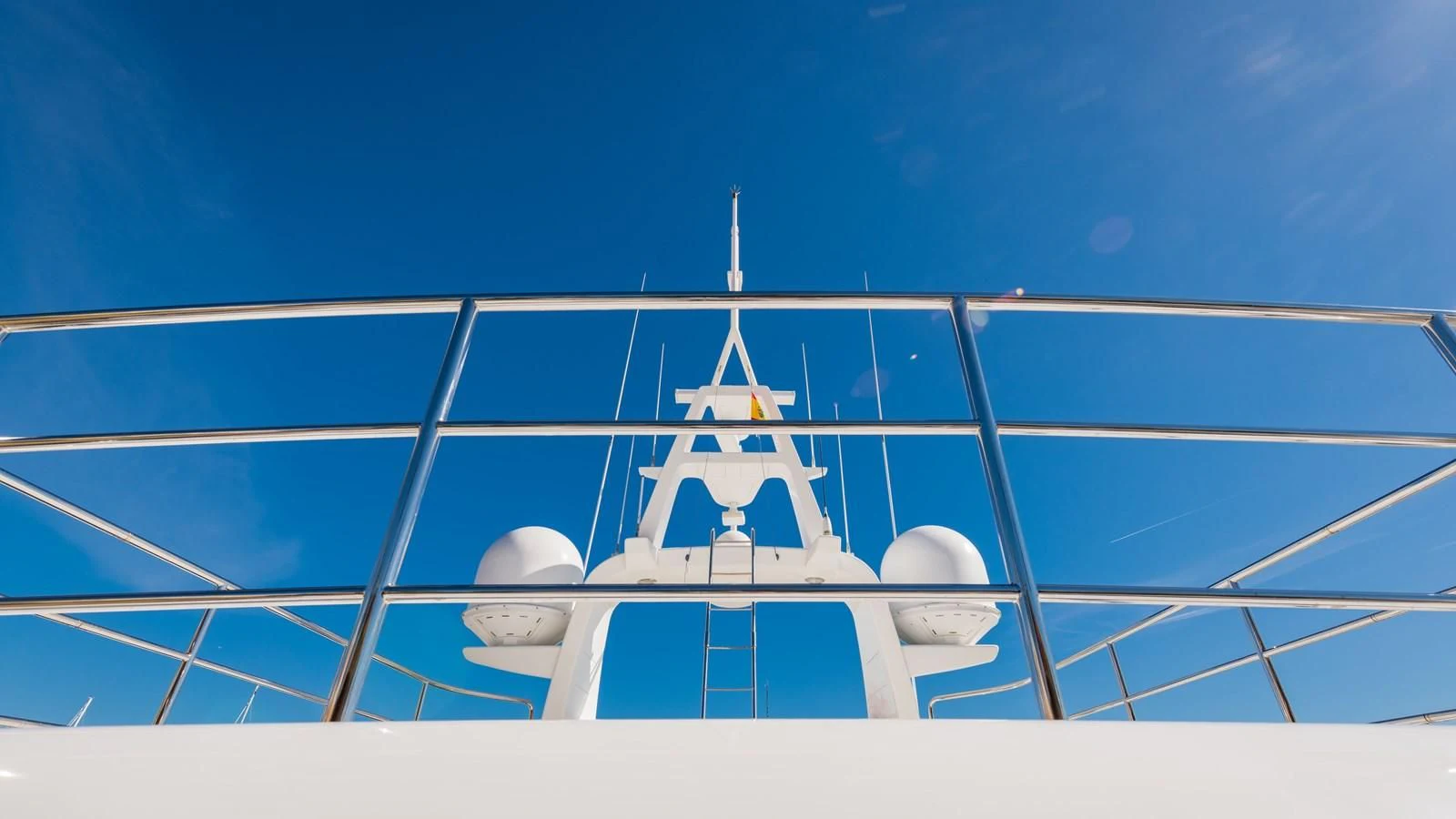 a tall building with a tower aboard LA BELLA SARA III Yacht for Sale