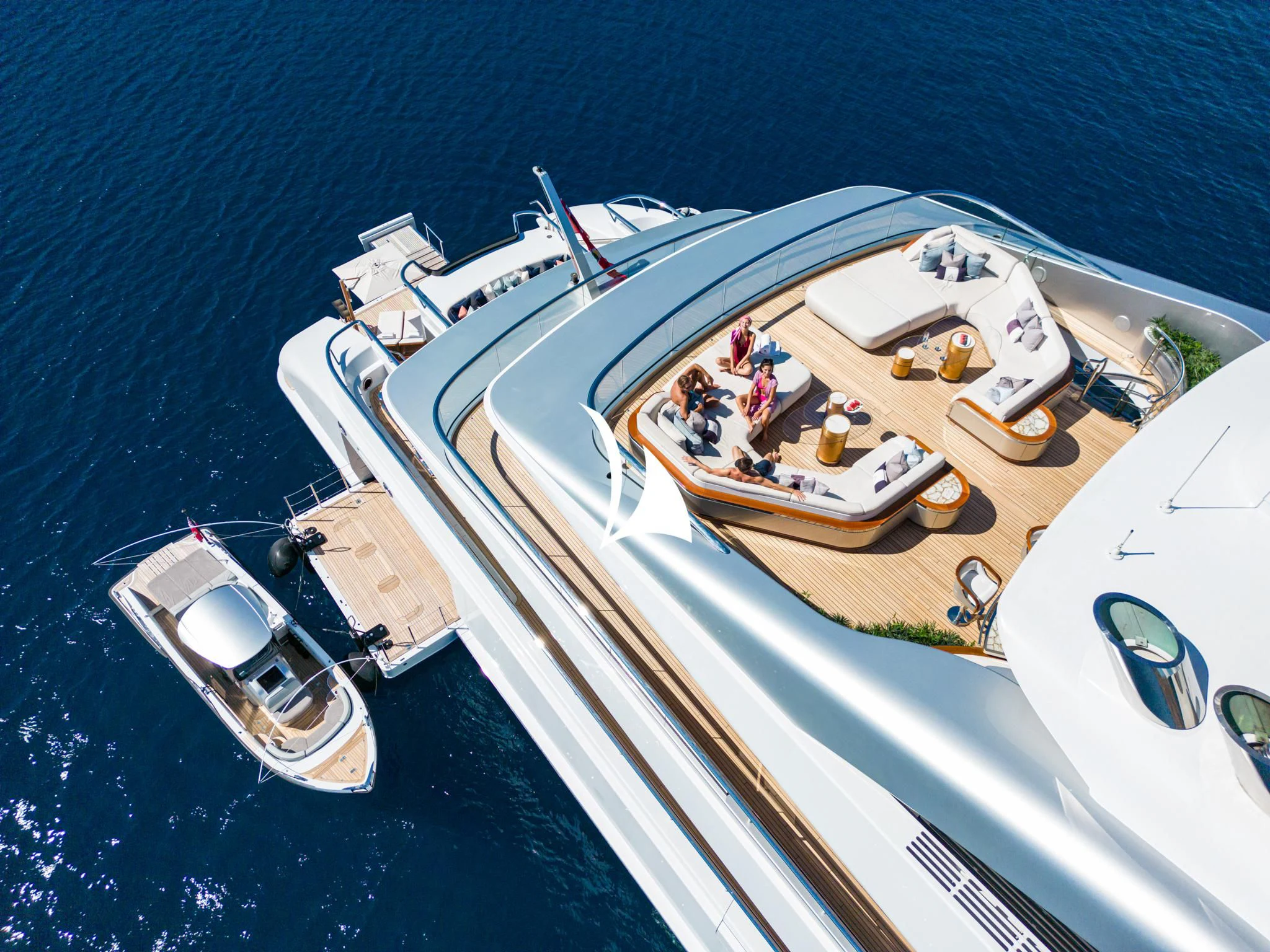 a high angle view of a boat aboard ARROW Yacht for Sale