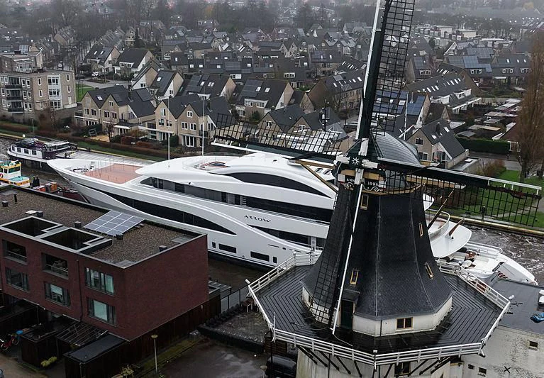 a building with a tower aboard ARROW Yacht for Sale