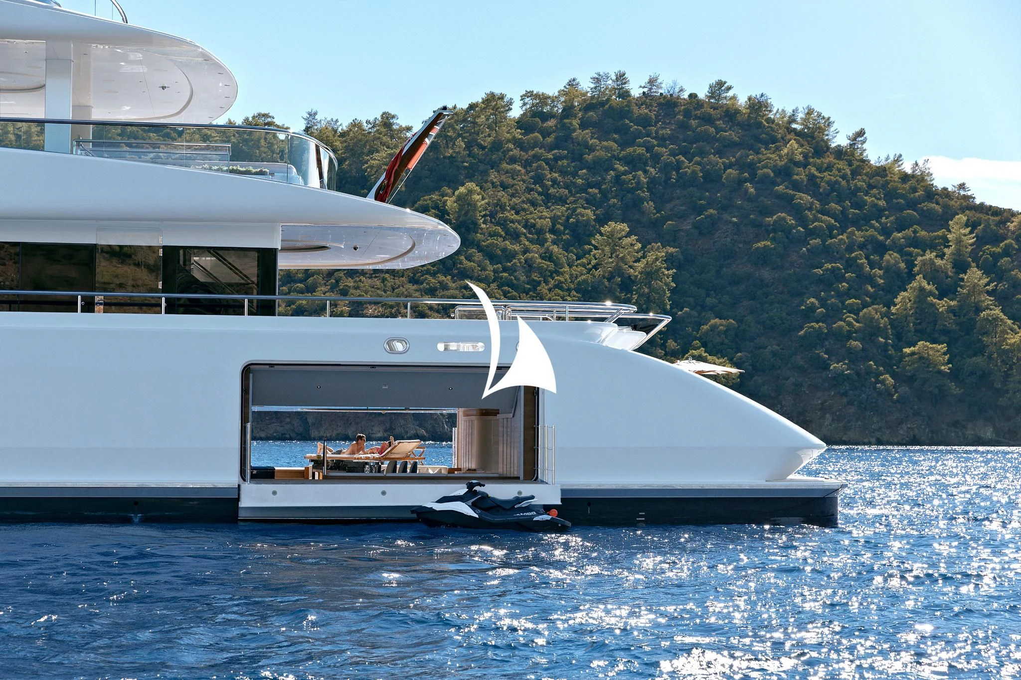 a boat on the water aboard ARROW Yacht for Sale