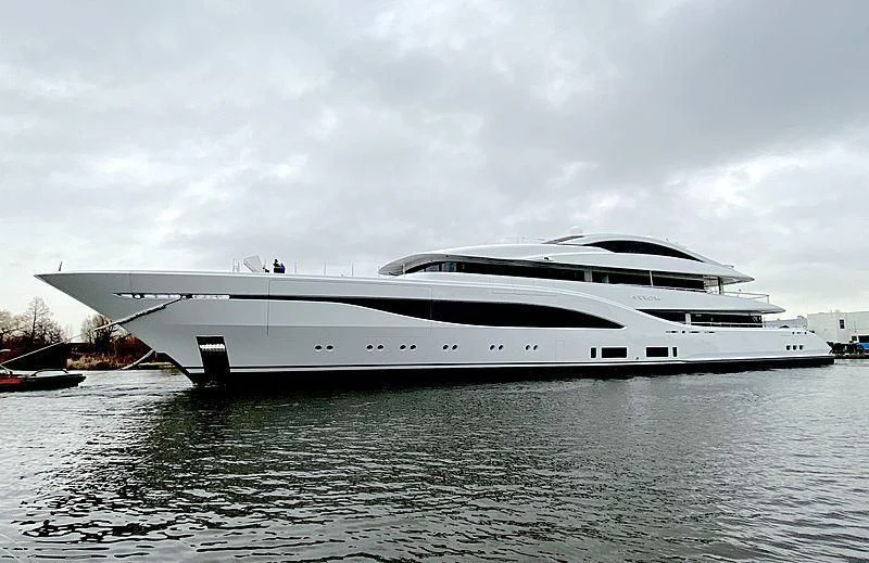 a white yacht in the water aboard ARROW Yacht for Sale