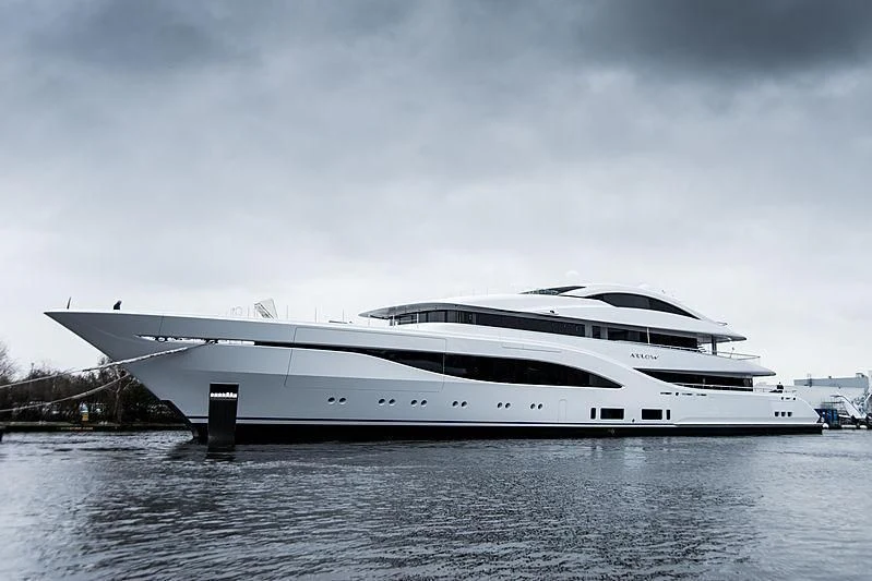 a white yacht in the water aboard ARROW Yacht for Sale
