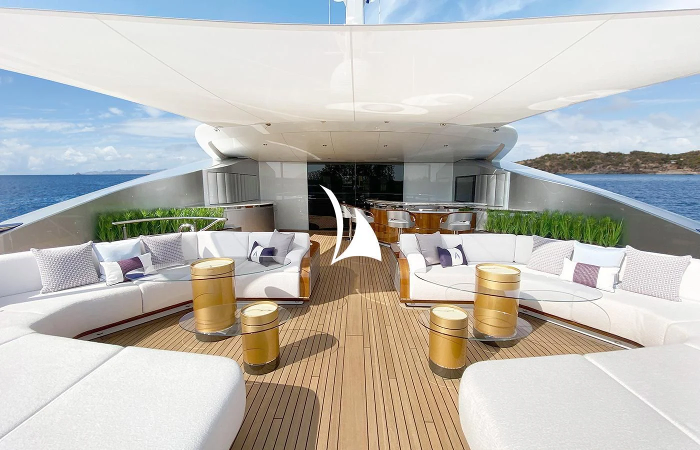 a room with a table and chairs aboard ARROW Yacht for Sale