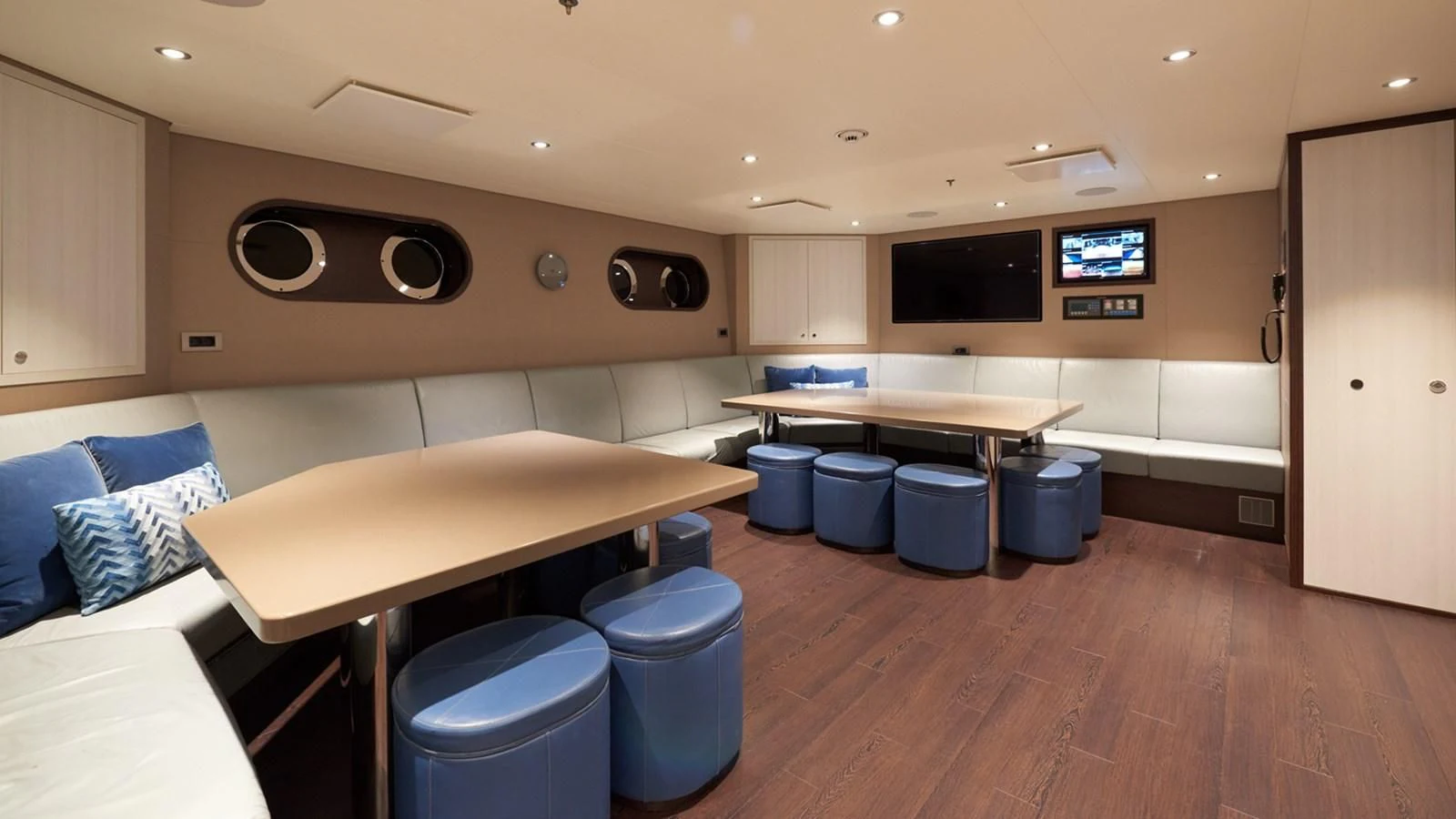 a kitchen with a bar and bar aboard ARROW Yacht for Sale