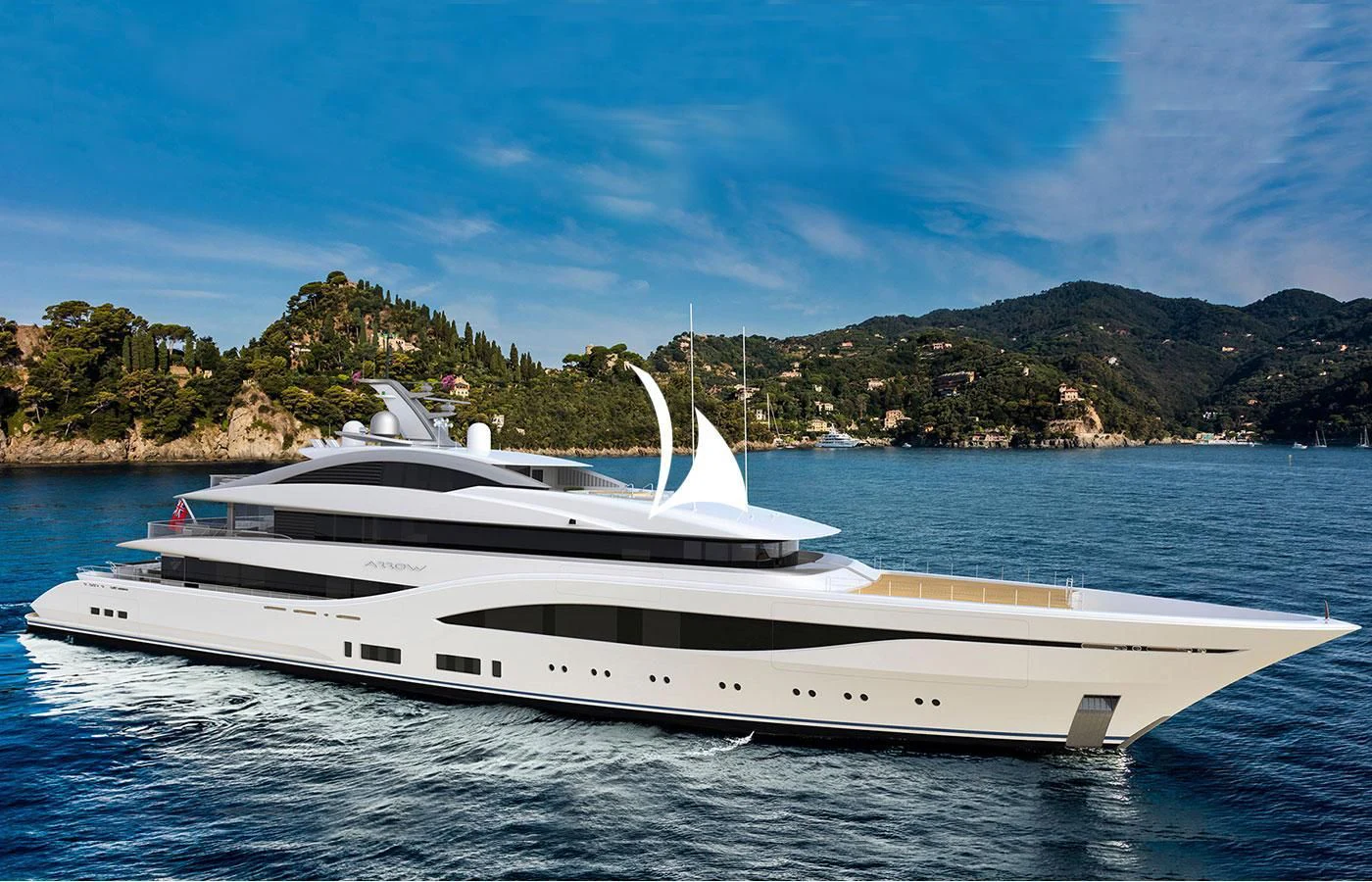 a yacht on the water aboard ARROW Yacht for Sale
