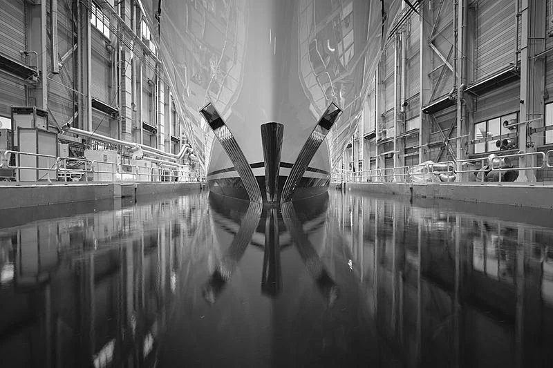 a large metal object in a large building aboard ARROW Yacht for Sale