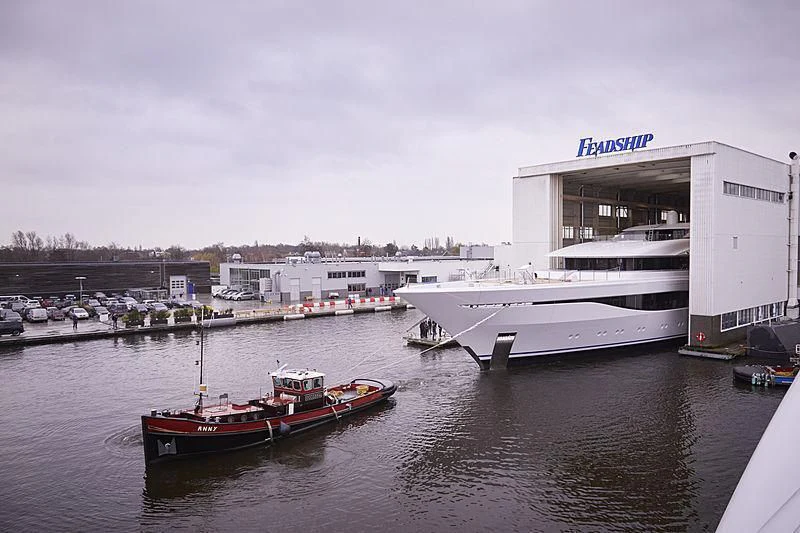 a boat is parked in the water aboard ARROW Yacht for Sale