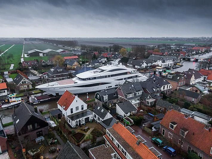 a city with many buildings aboard ARROW Yacht for Sale