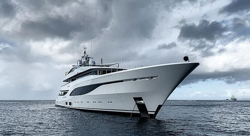 a white boat in the water aboard ARROW Yacht for Sale