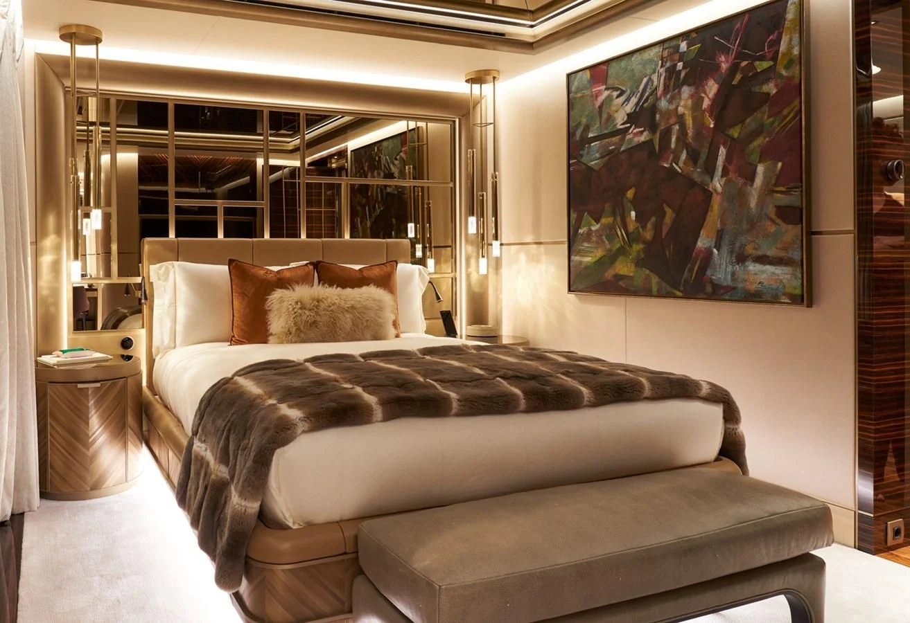 a large living room with a large window aboard ARROW Yacht for Sale