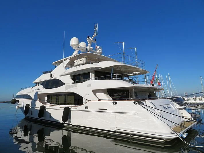 a large white boat aboard NELA Yacht for Charter