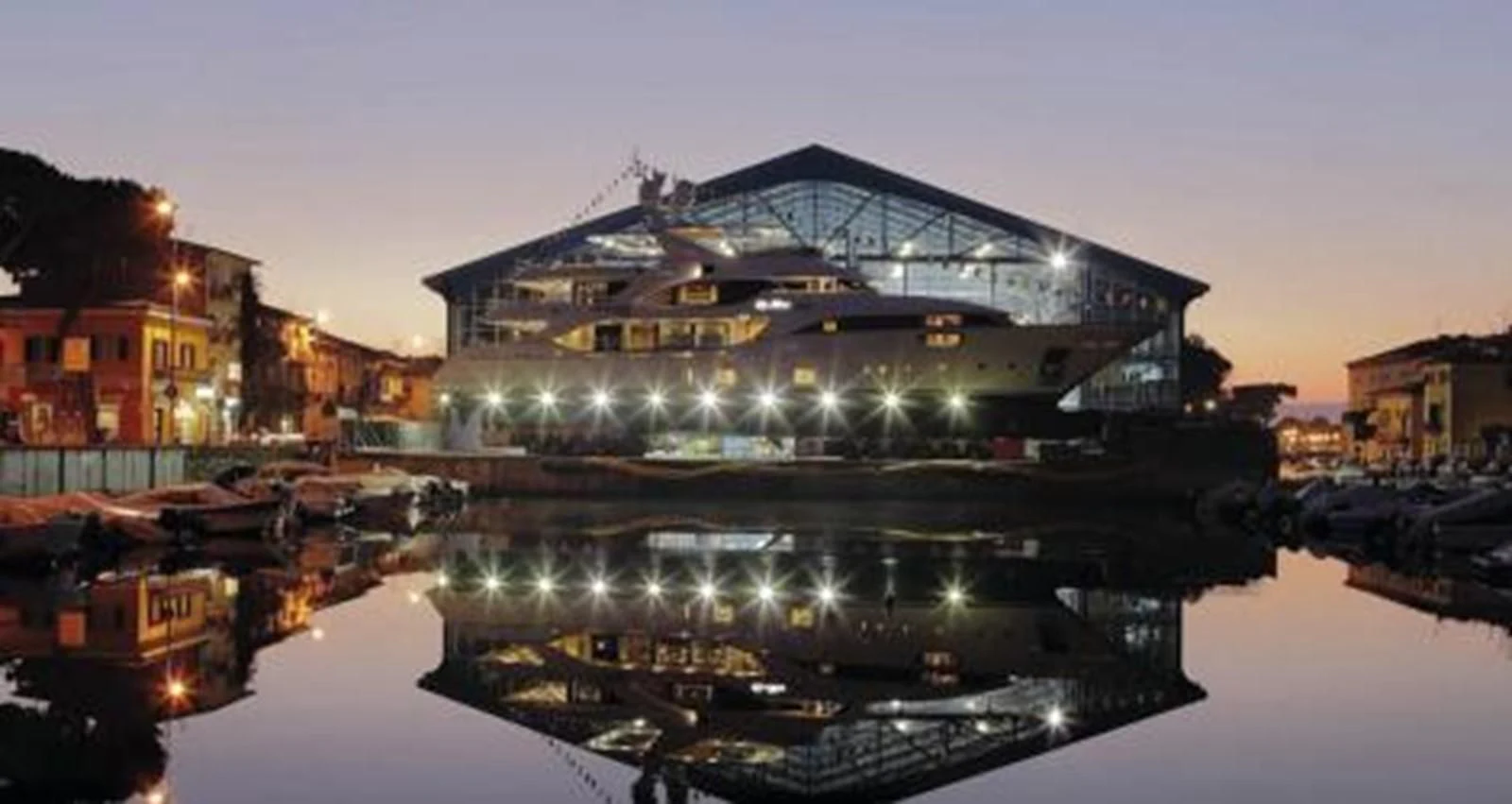 a bridge over water with lights aboard NELA Yacht for Charter