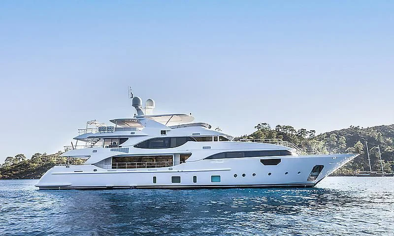 a white yacht on the water aboard NELA Yacht for Charter