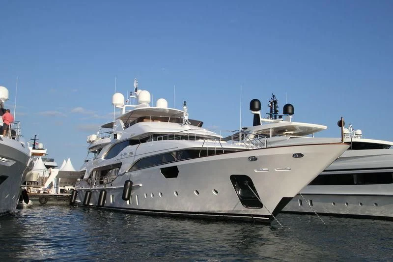 a large white yacht aboard NELA Yacht for Charter