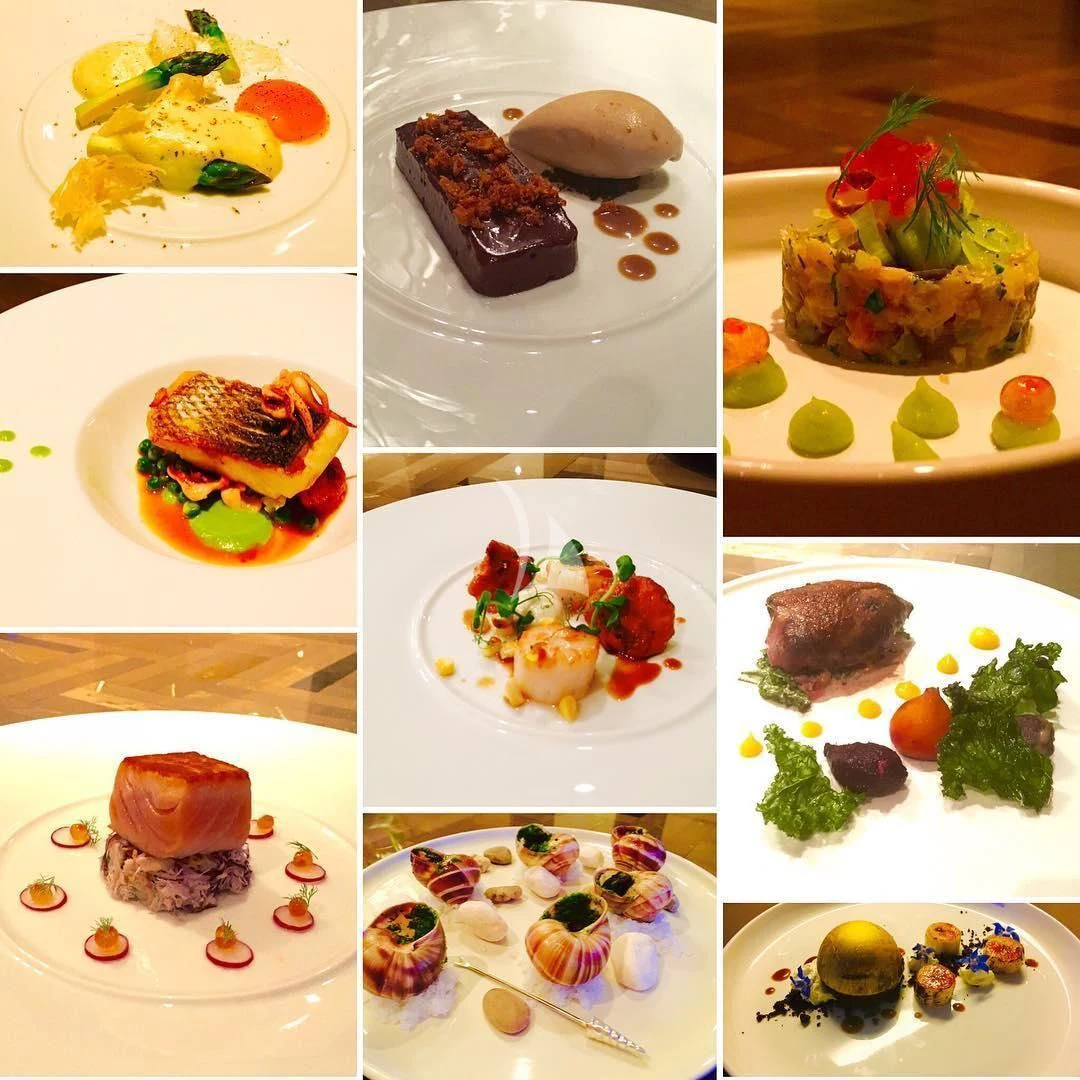 a collage of food aboard NELA Yacht for Charter