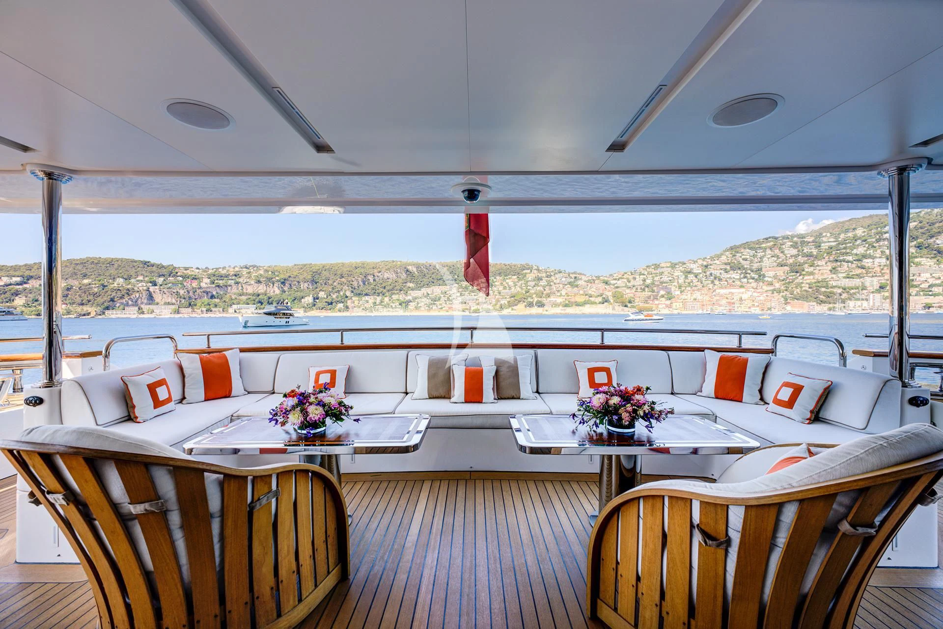 a table set for a meal aboard NELA Yacht for Charter