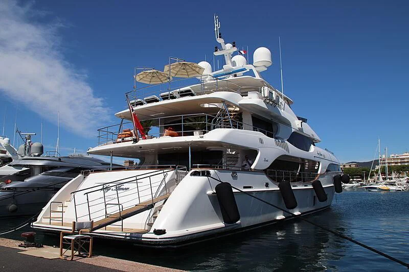 a large white boat aboard NELA Yacht for Charter